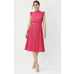 Ann Taylor Ruffle Sleeve Pleated Dress